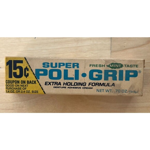 1950's Poli-Grip Denture Adhesive Cream Tube with Box - Picture 1 of 5